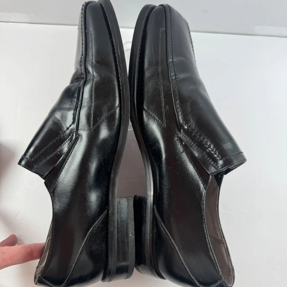Stacy Adams Mens Black Leather Square Bicycle Toe Slip On Loafers 21187-001 9.5M